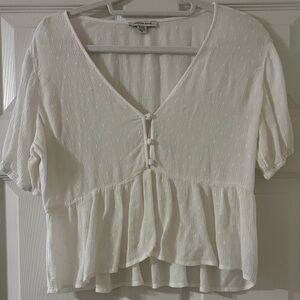 AE White Button-Front Blouse